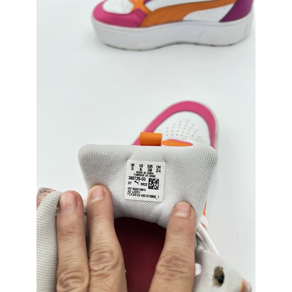 PUMA Carina Mid Women's White Pink Orange High Top Sneakers Size 8.5 - Picture 6 of 10